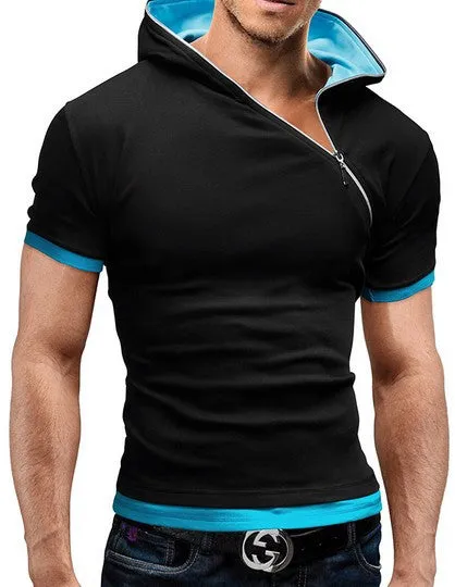 Men's Tops Tees Summer Cotton O Neck Short Sleeve T Shirt Men Fashion Solid Hooded Slim T Shirts Mens