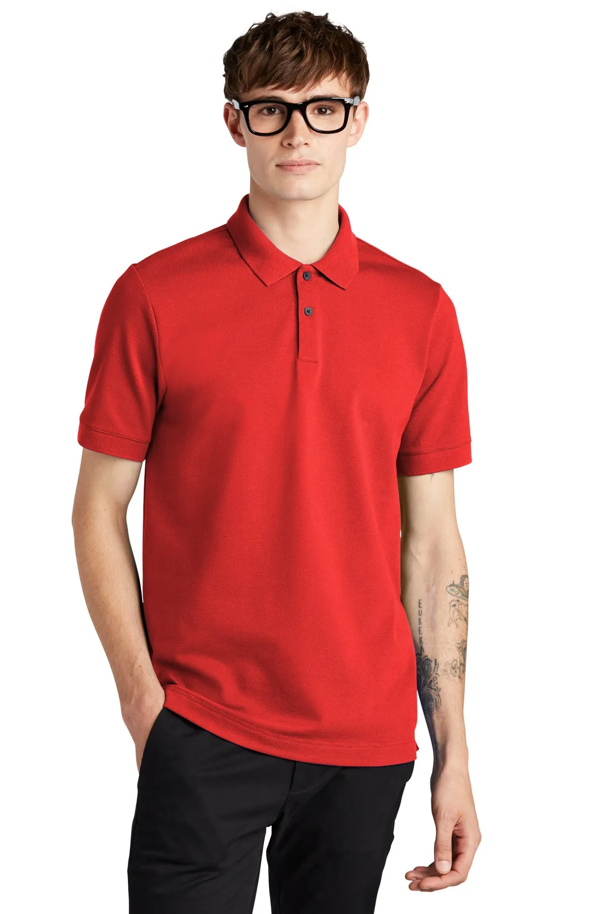 Mercer Mettle Stretch Heavyweight Pique Polo MM1000 Apple Red