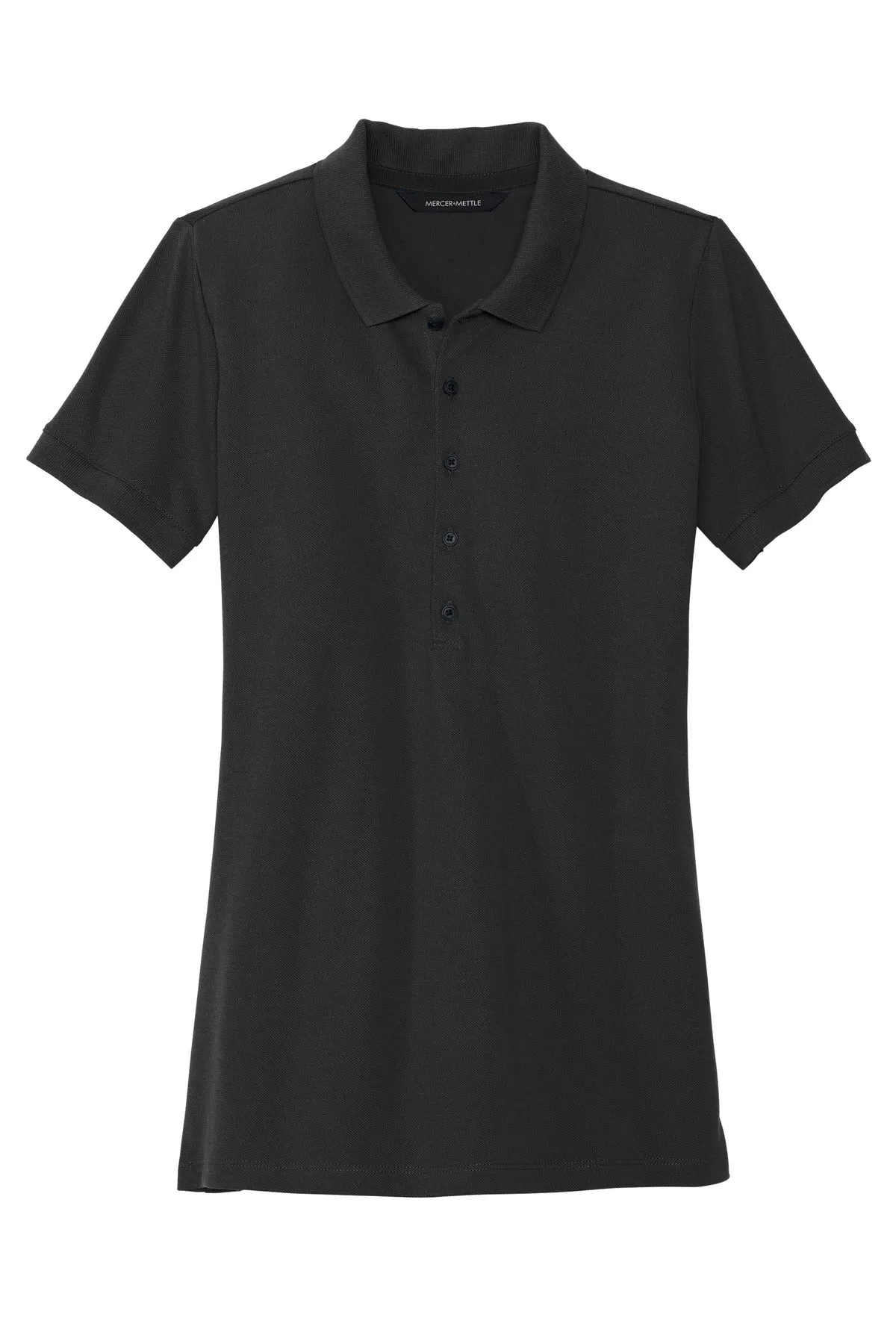 Mercer Mettle Women's Stretch Heavyweight Pique Polo MM1001 Deep Black