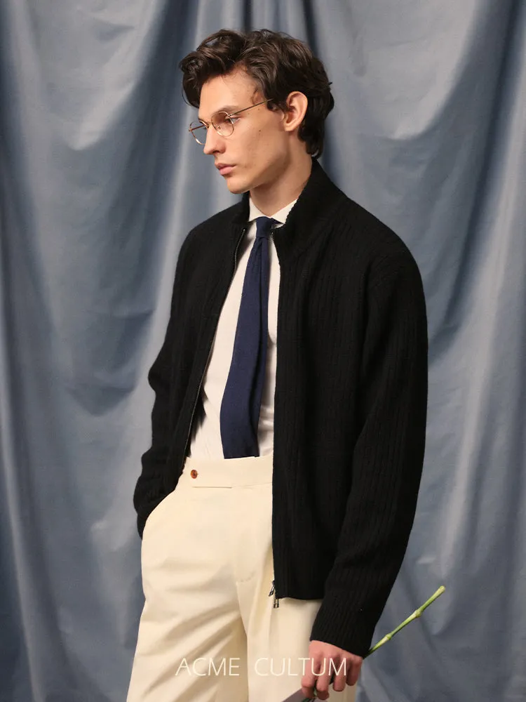 Merino Wool Baseball Cardigan