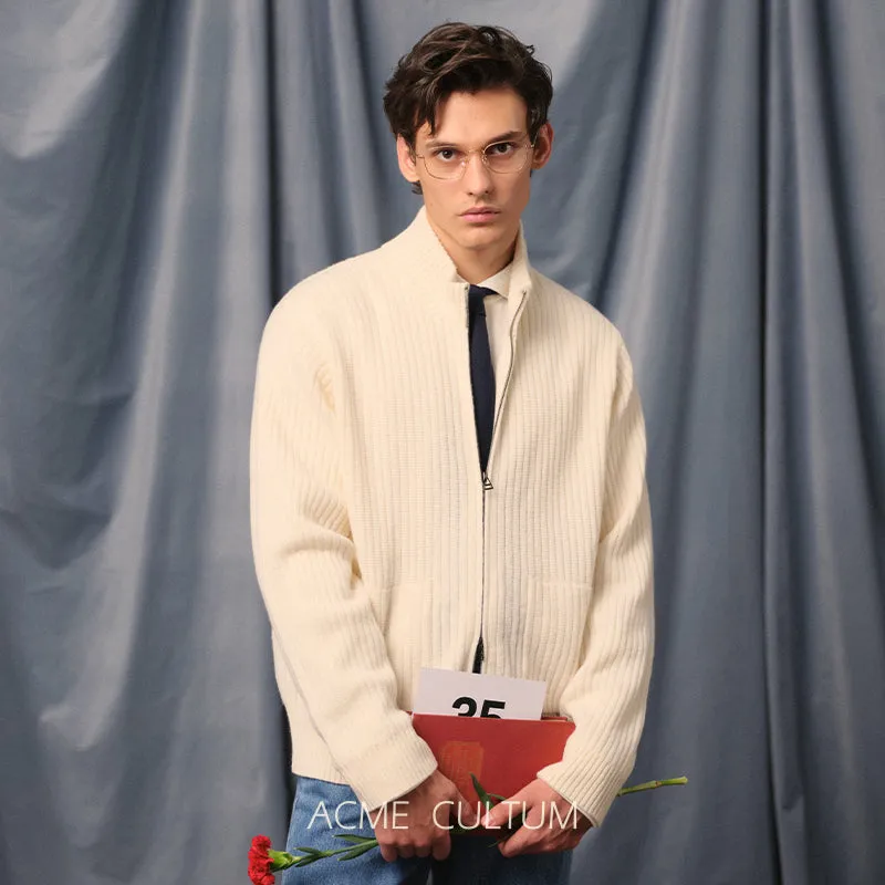 Merino Wool Baseball Cardigan