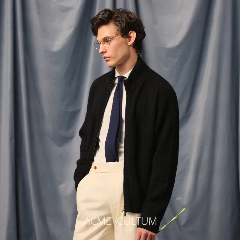 Merino Wool Baseball Cardigan