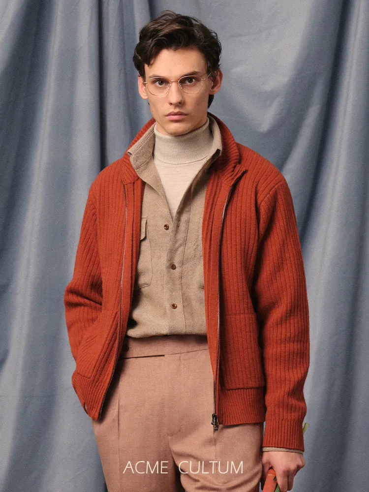 Merino Wool Baseball Cardigan