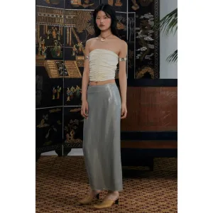Metallic Silver Two-Piece Skirt Set