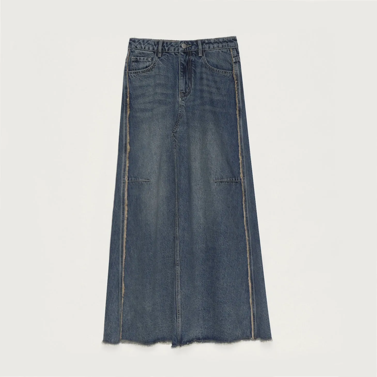 Millennium Blueberry Distressed A-Line Denim Skirt