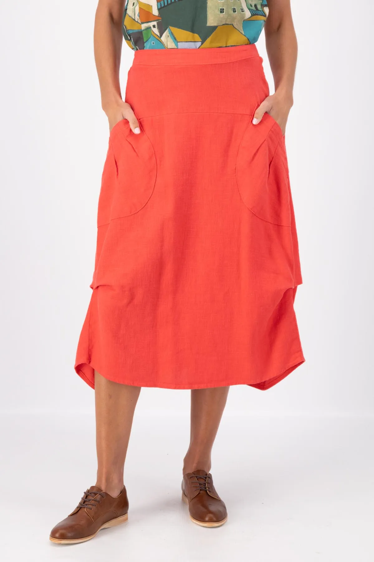 Milwaukee Fiesta Skirt Watermelon in Slub Linen