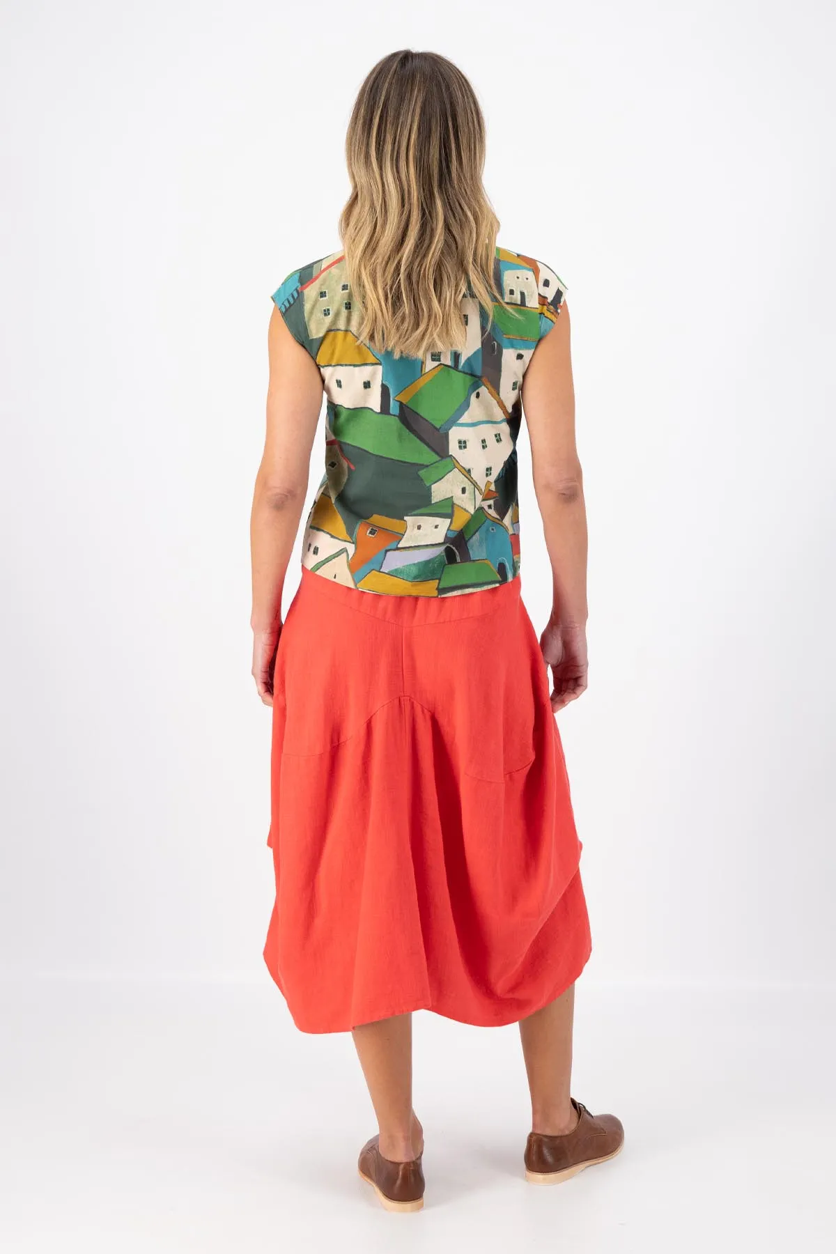Milwaukee Fiesta Skirt Watermelon in Slub Linen