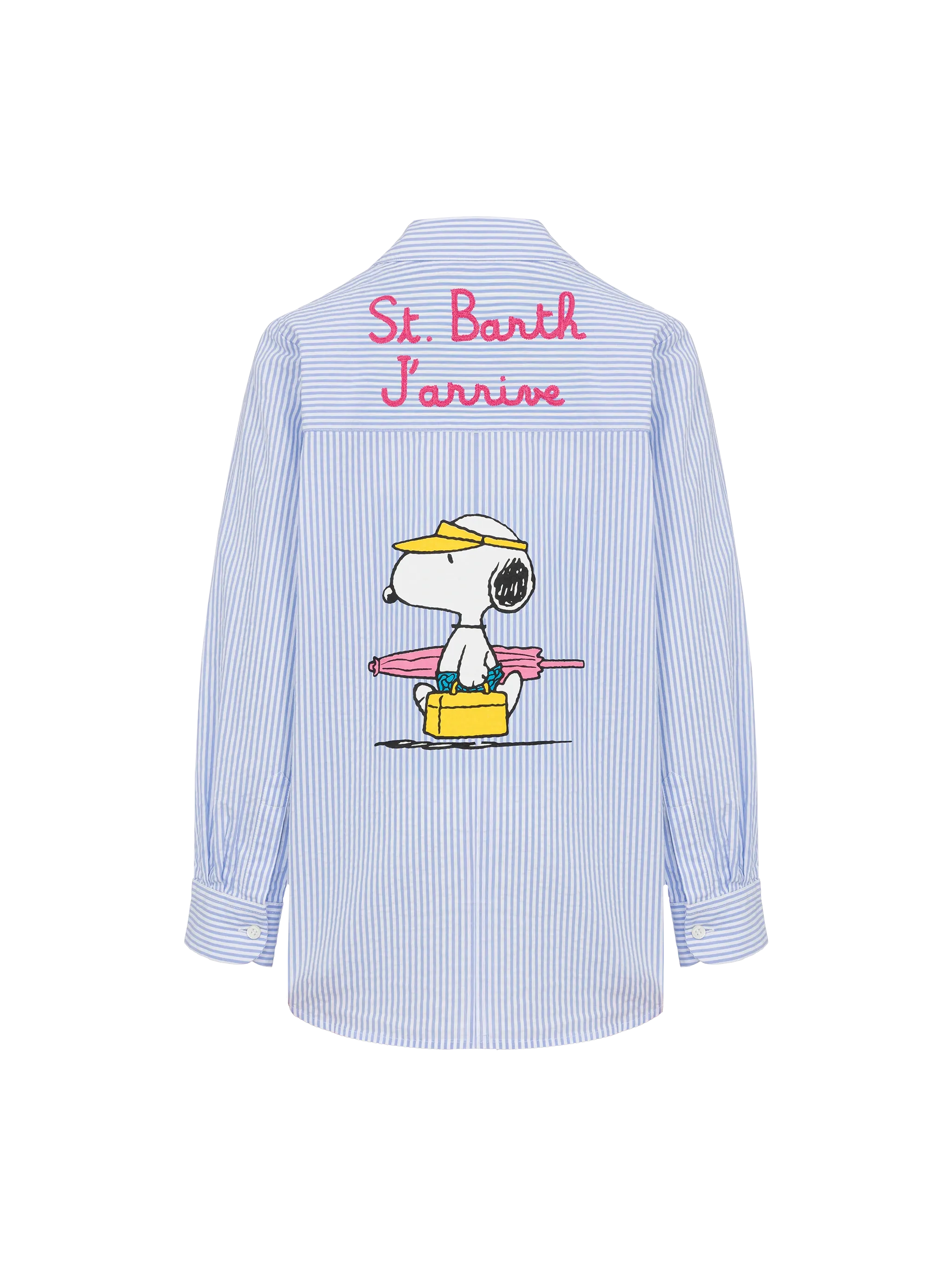 Mini Brigitte light blue striped seersucker shirt with Snoopy print | SNOOPY PEANUTS® SPECIAL EDITION