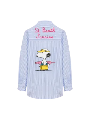 Mini Brigitte light blue striped seersucker shirt with Snoopy print | SNOOPY PEANUTS® SPECIAL EDITION