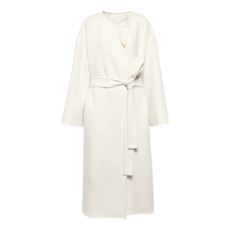 Minimalist Gold-Embellished Oversized Coat