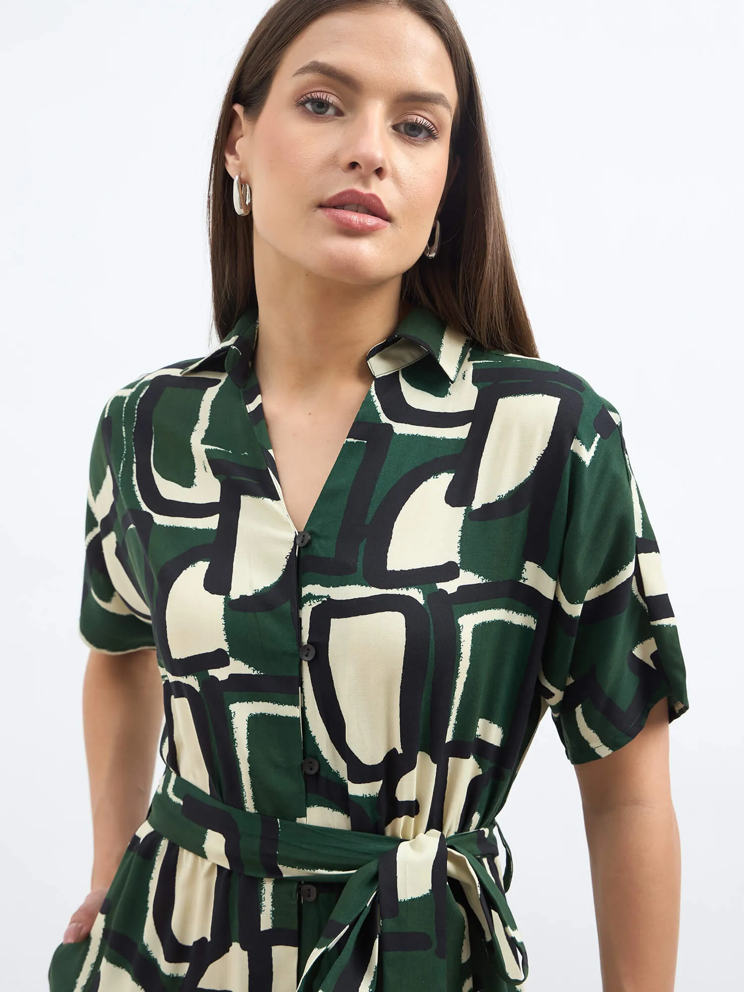 Mirelin Dolman Sleeve Shirt Dress-Multi