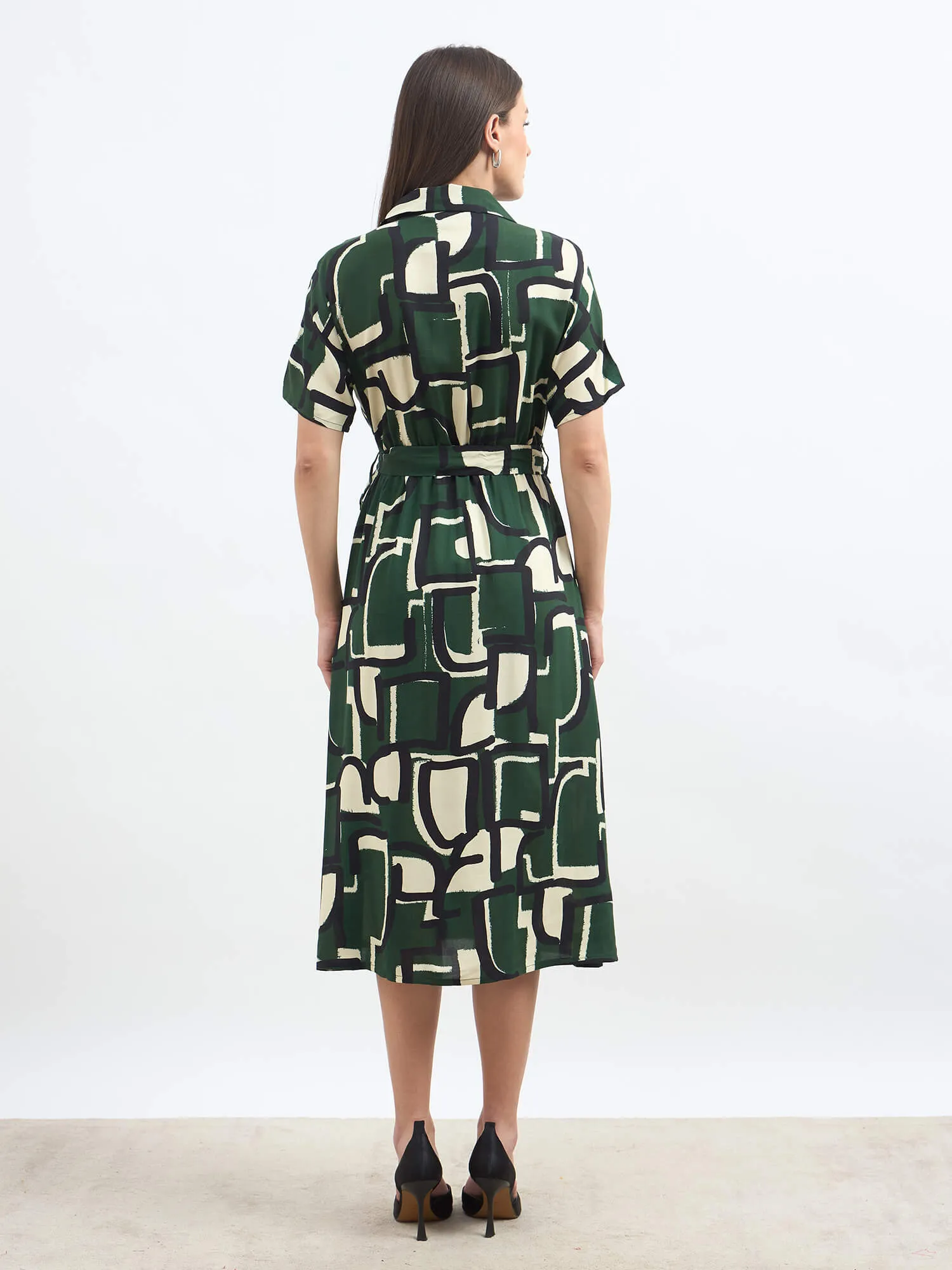 Mirelin Dolman Sleeve Shirt Dress-Multi