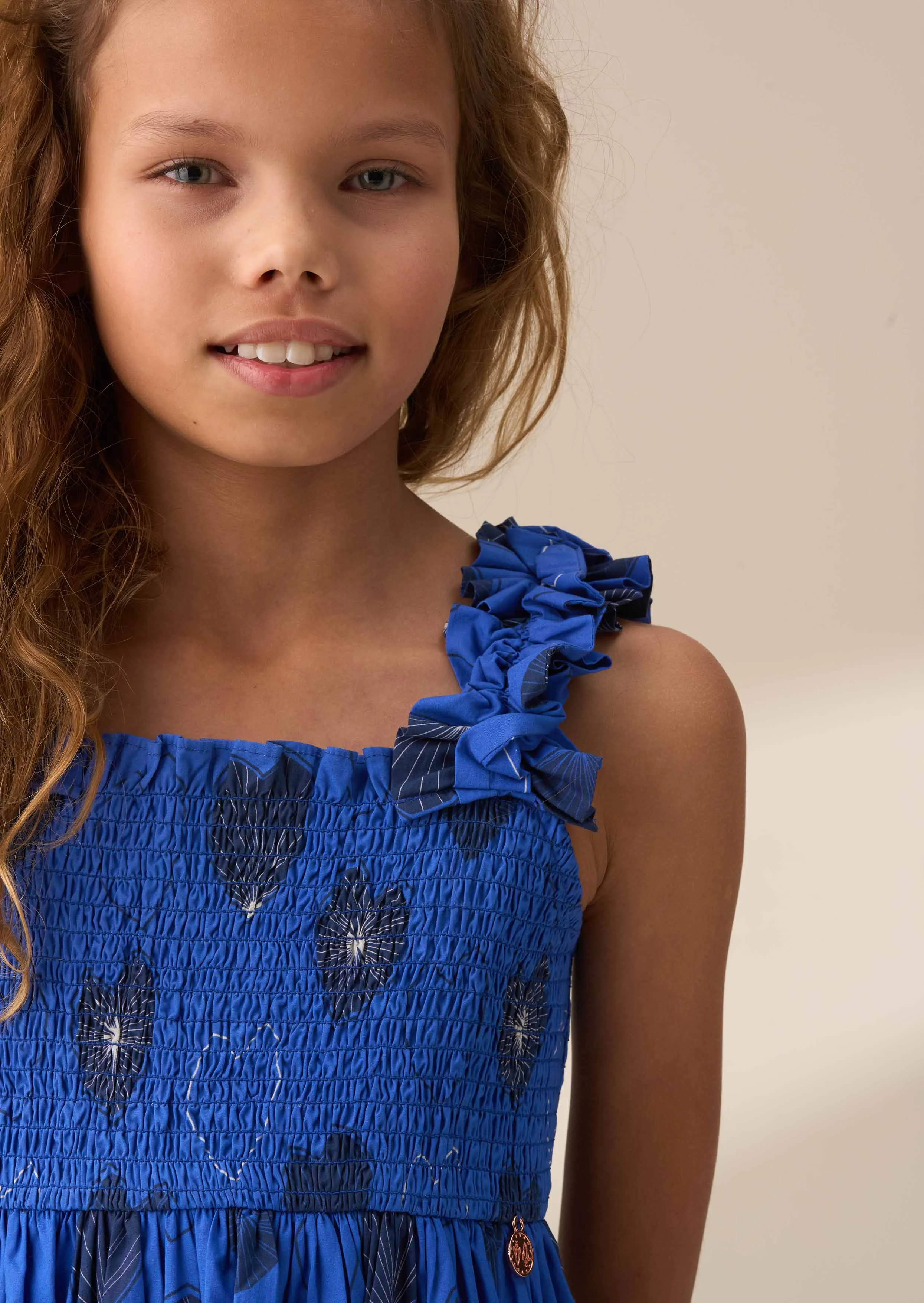 Monique Blue Tiered Print Dress