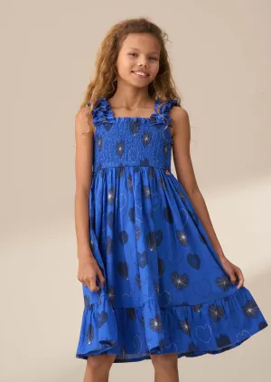 Monique Blue Tiered Print Dress