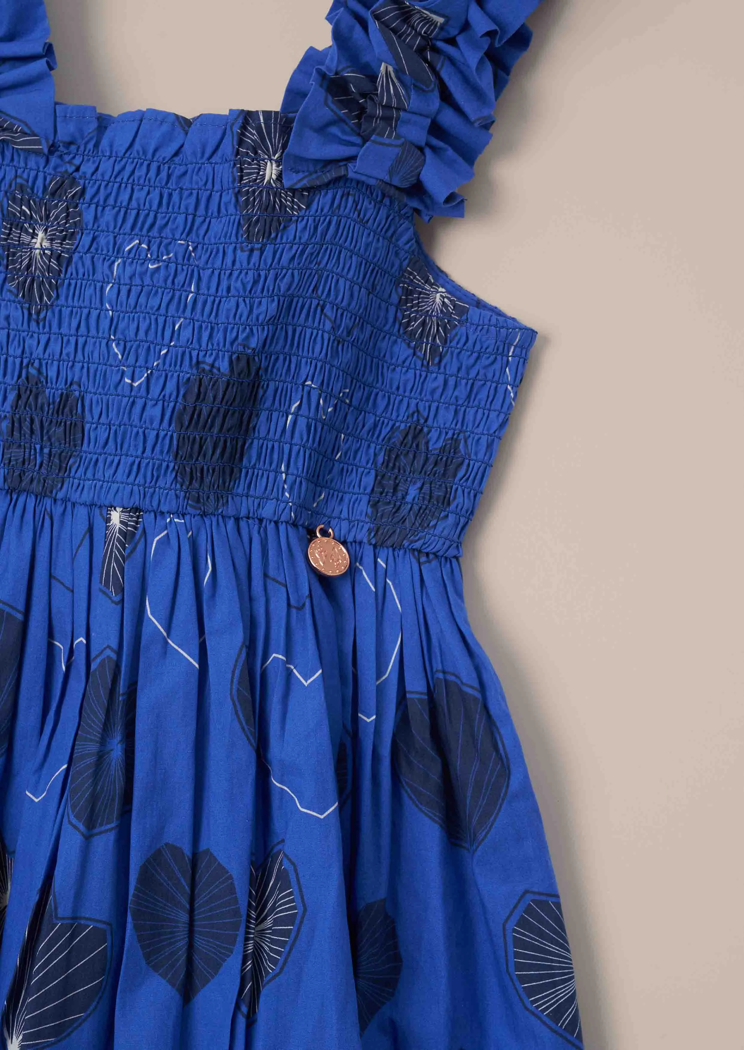 Monique Blue Tiered Print Dress
