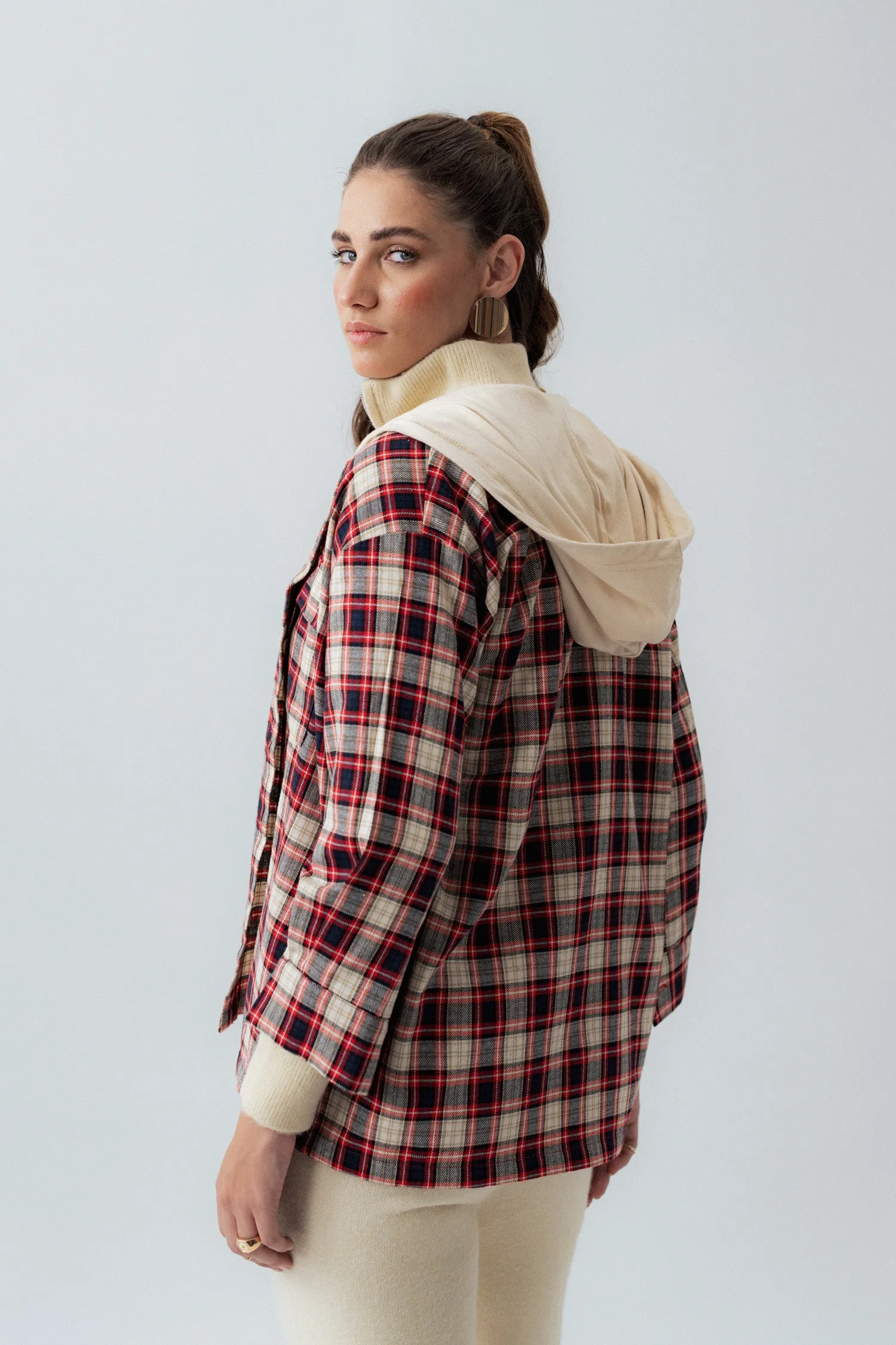 Multi-Colored Oversized Fit Flannel Shirt