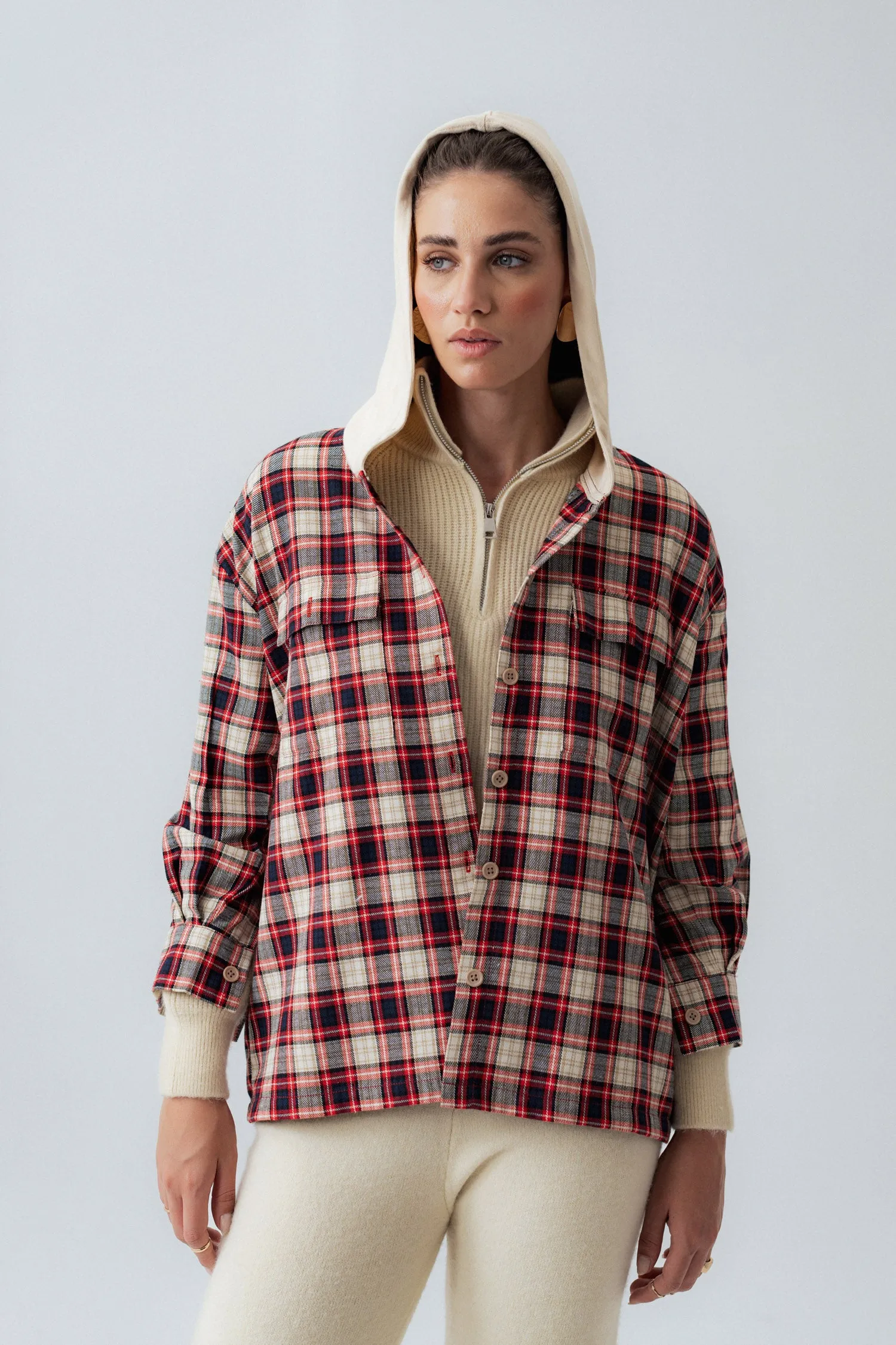 Multi-Colored Oversized Fit Flannel Shirt