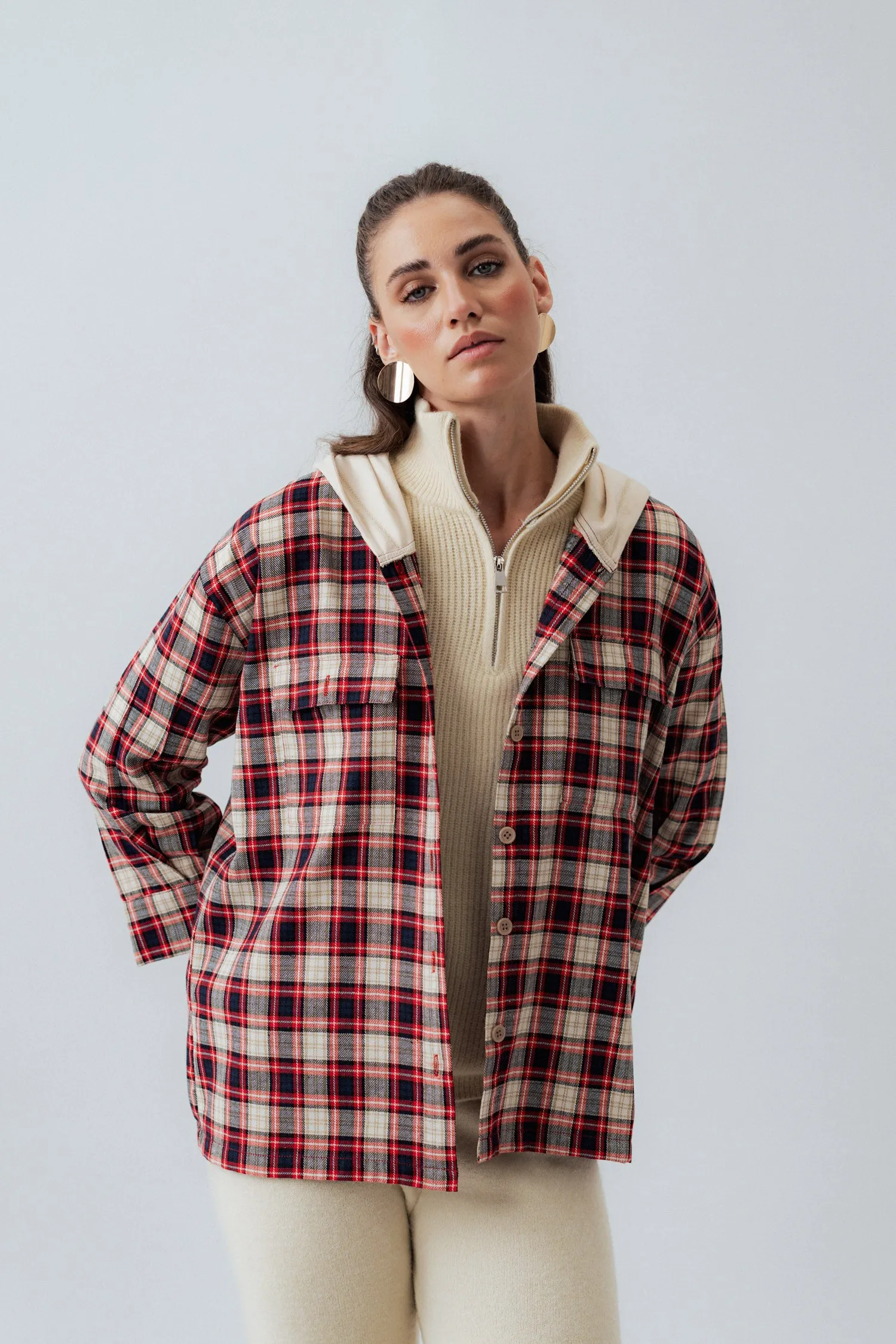 Multi-Colored Oversized Fit Flannel Shirt
