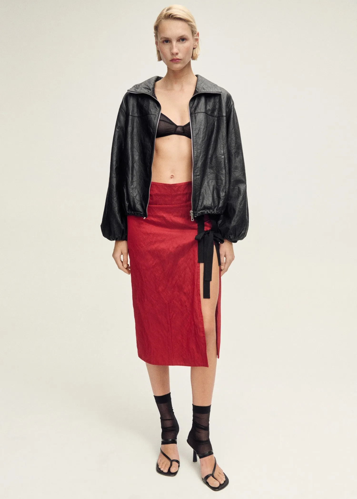 Multi-position textured skirt with bows