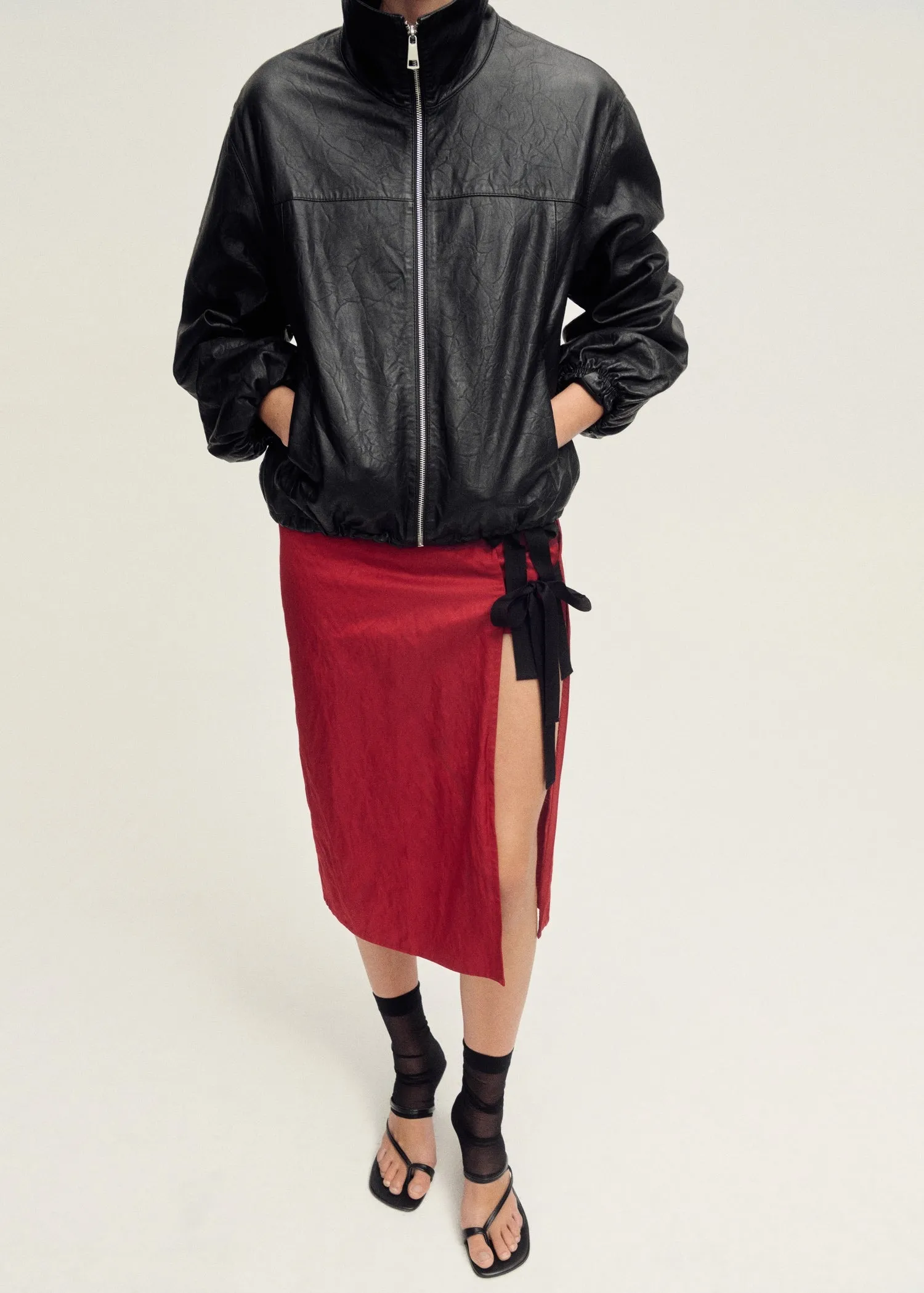Multi-position textured skirt with bows