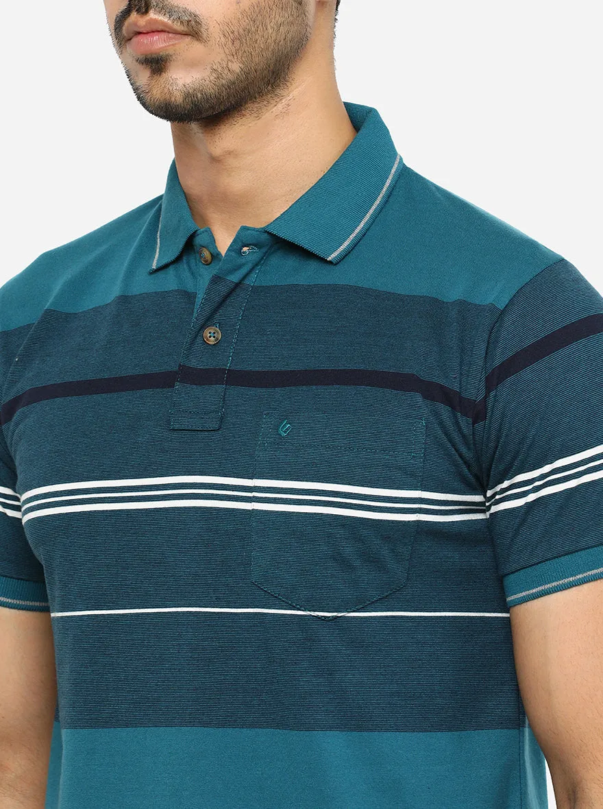 Multicolor Striped Slim Fit Polo T-Shirt | Greenfibre
