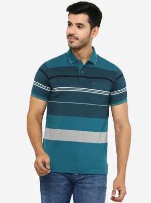 Multicolor Striped Slim Fit Polo T-Shirt | Greenfibre