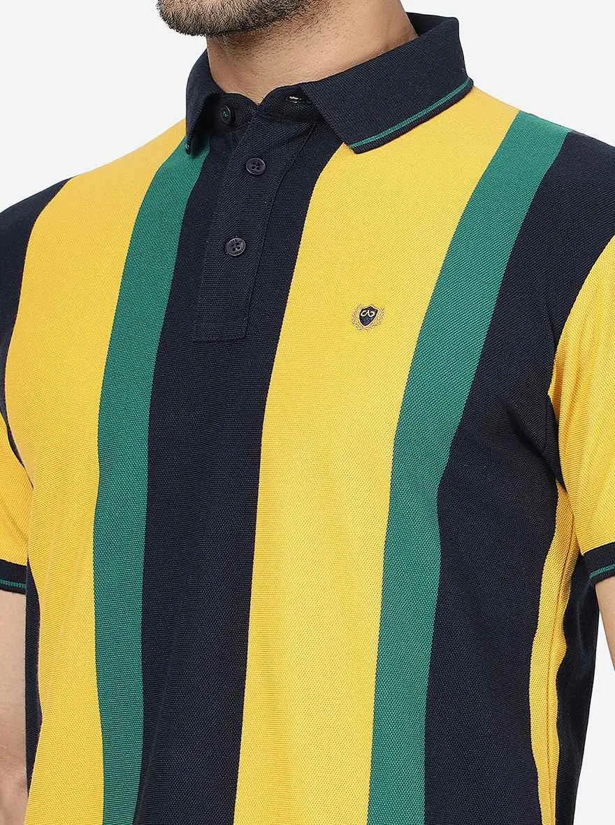Multicolor Striped Slim Fit Polo T-Shirt | JadeBlue