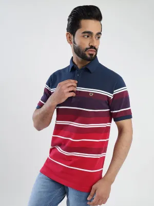 Multicolor Striped Slim Fit Polo T-Shirt | JadeBlue