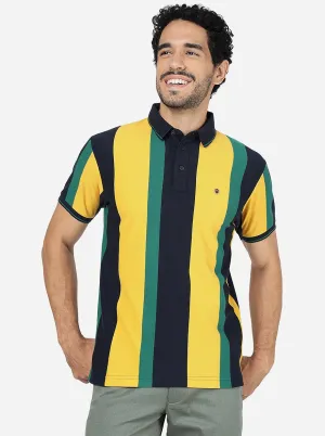 Multicolor Striped Slim Fit Polo T-Shirt | JadeBlue