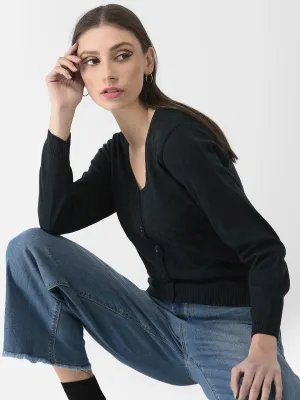 Navy Blue Printed Cardigan