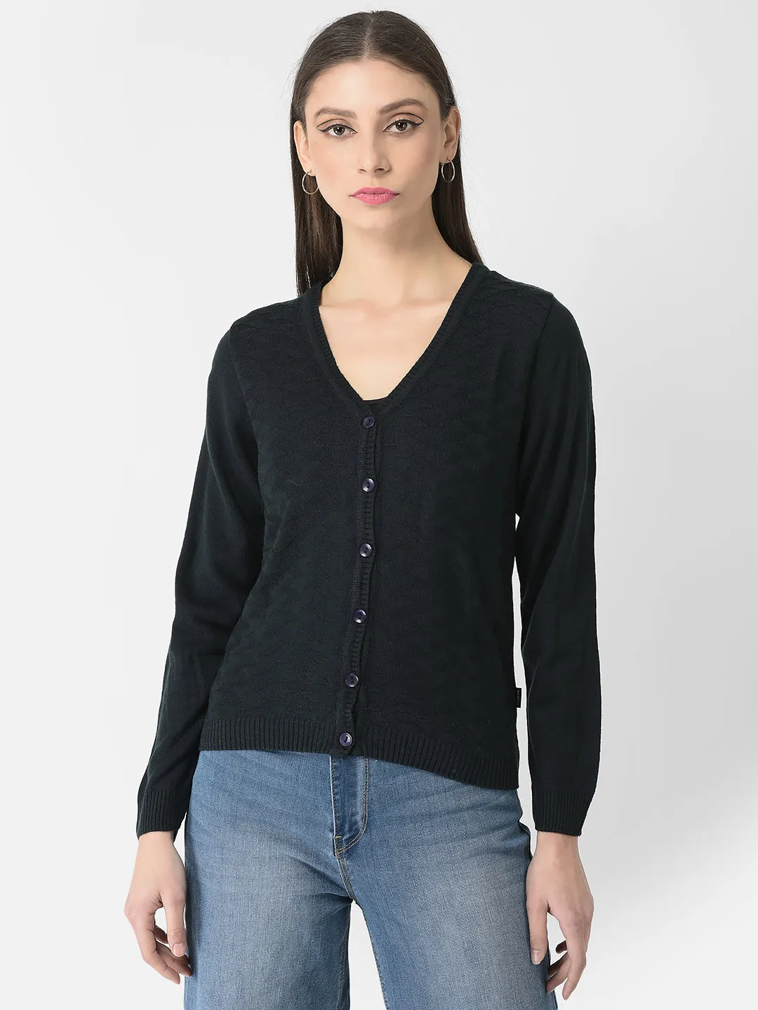 Navy Blue Printed Cardigan