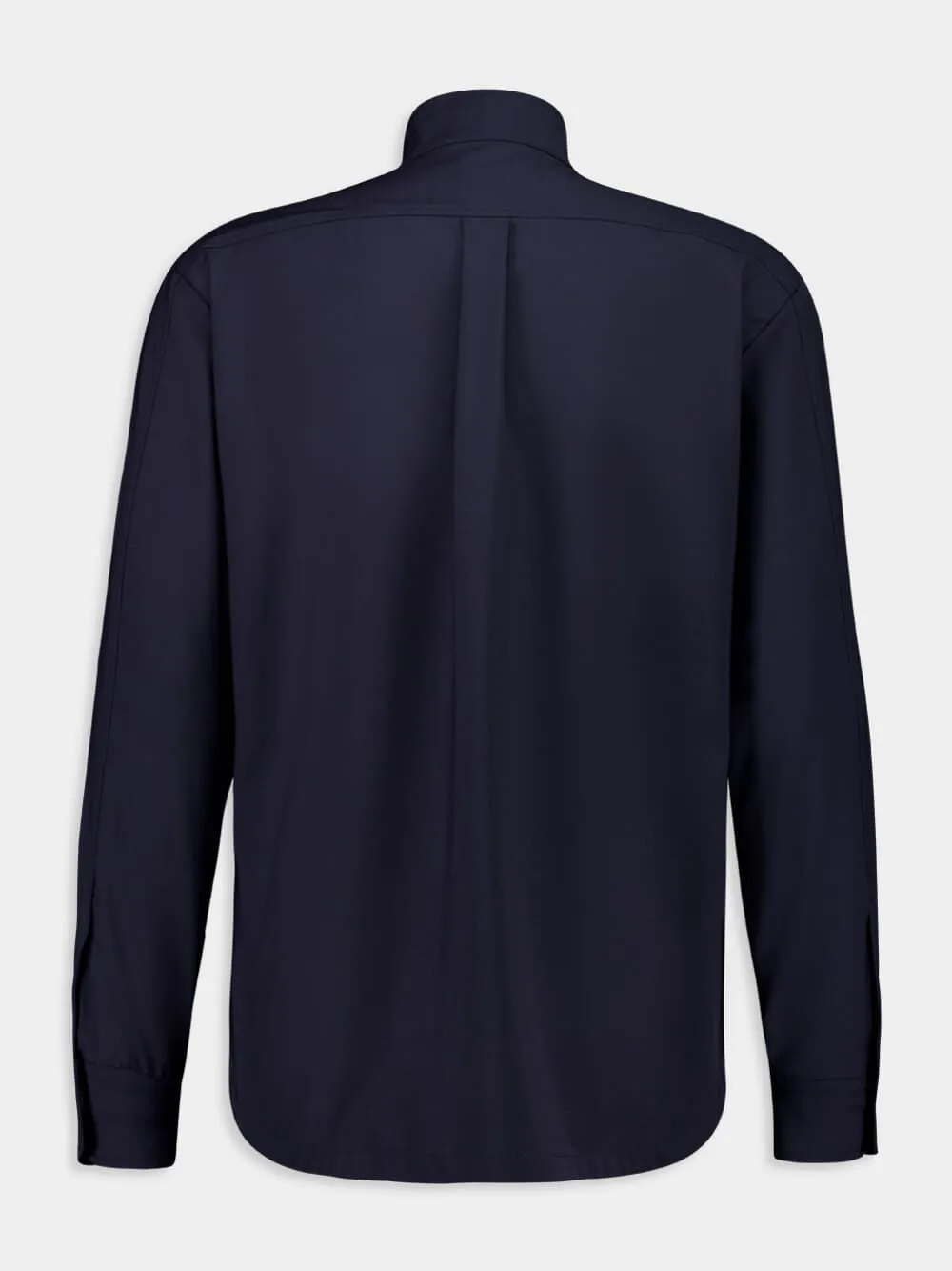 Navy Blue Wool Blend Overshirt