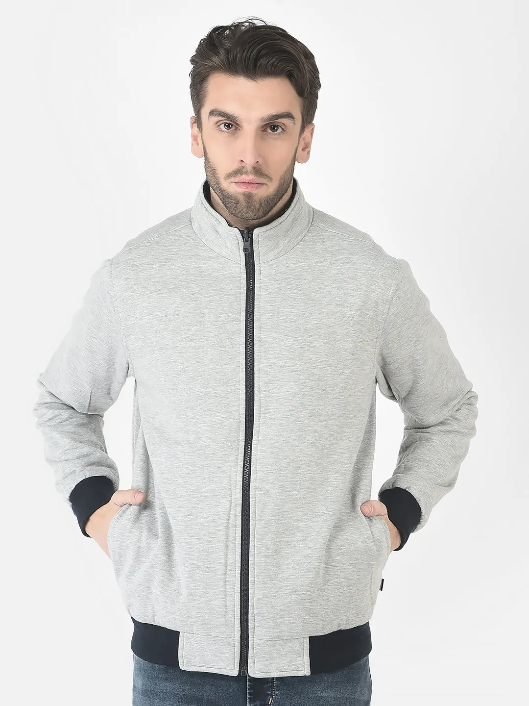 Navy Printed Reversible Bomber Jacket