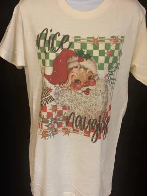 Nice until proven Naughty T-Shirt with Rhinestones
