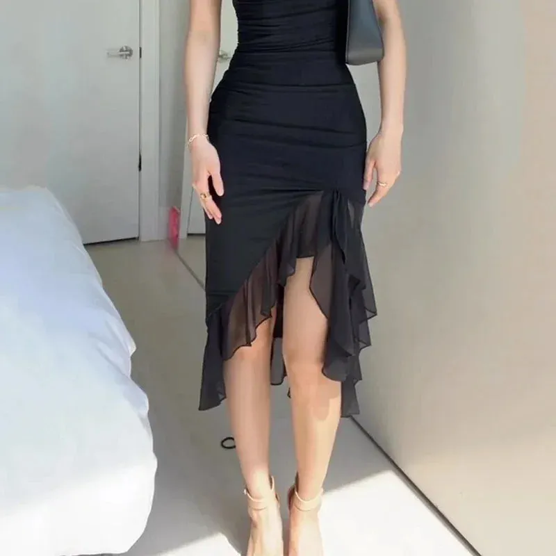 Nipped Waist Slim Backless Party Dresses Streetwear