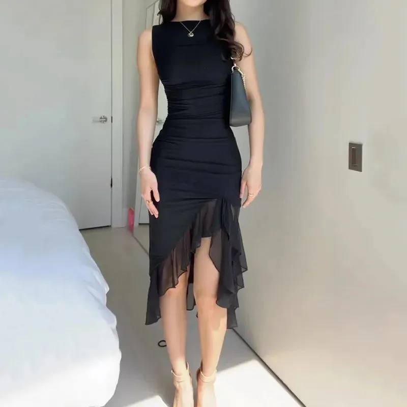 Nipped Waist Slim Backless Party Dresses Streetwear