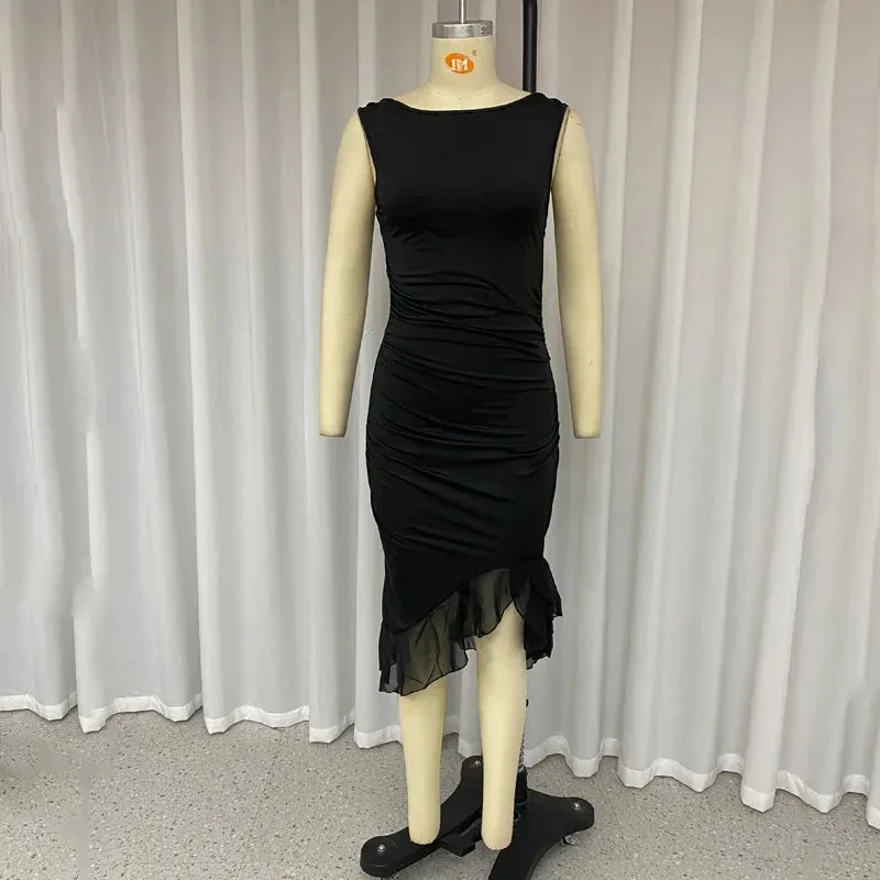 Nipped Waist Slim Backless Party Dresses Streetwear