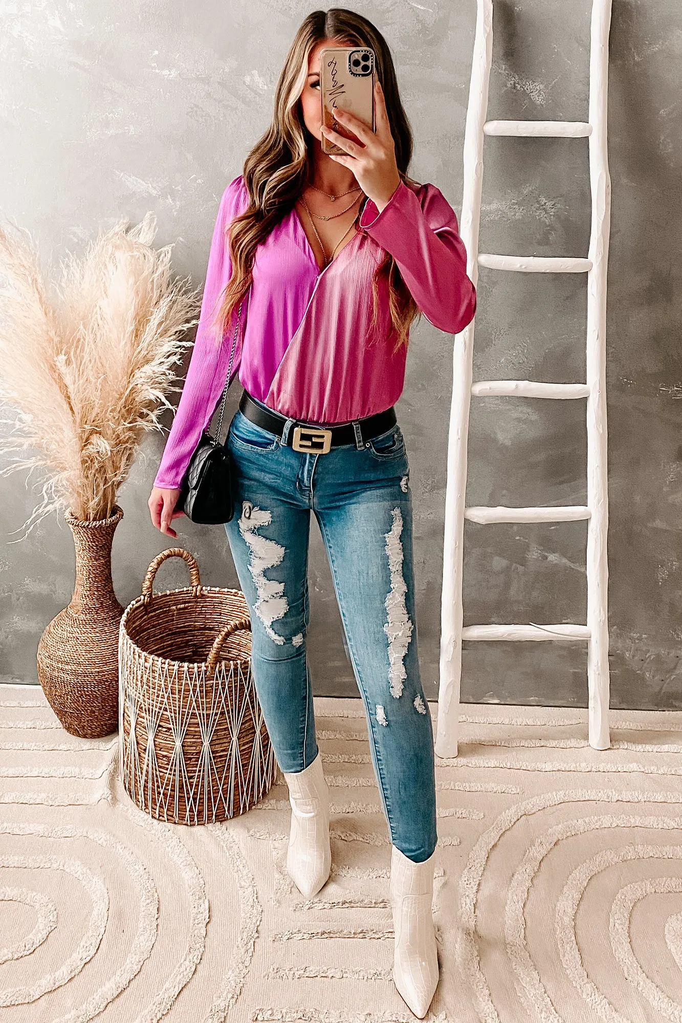 Nolen Double-Button Distressed Skinny YMI Jeans (Medium)