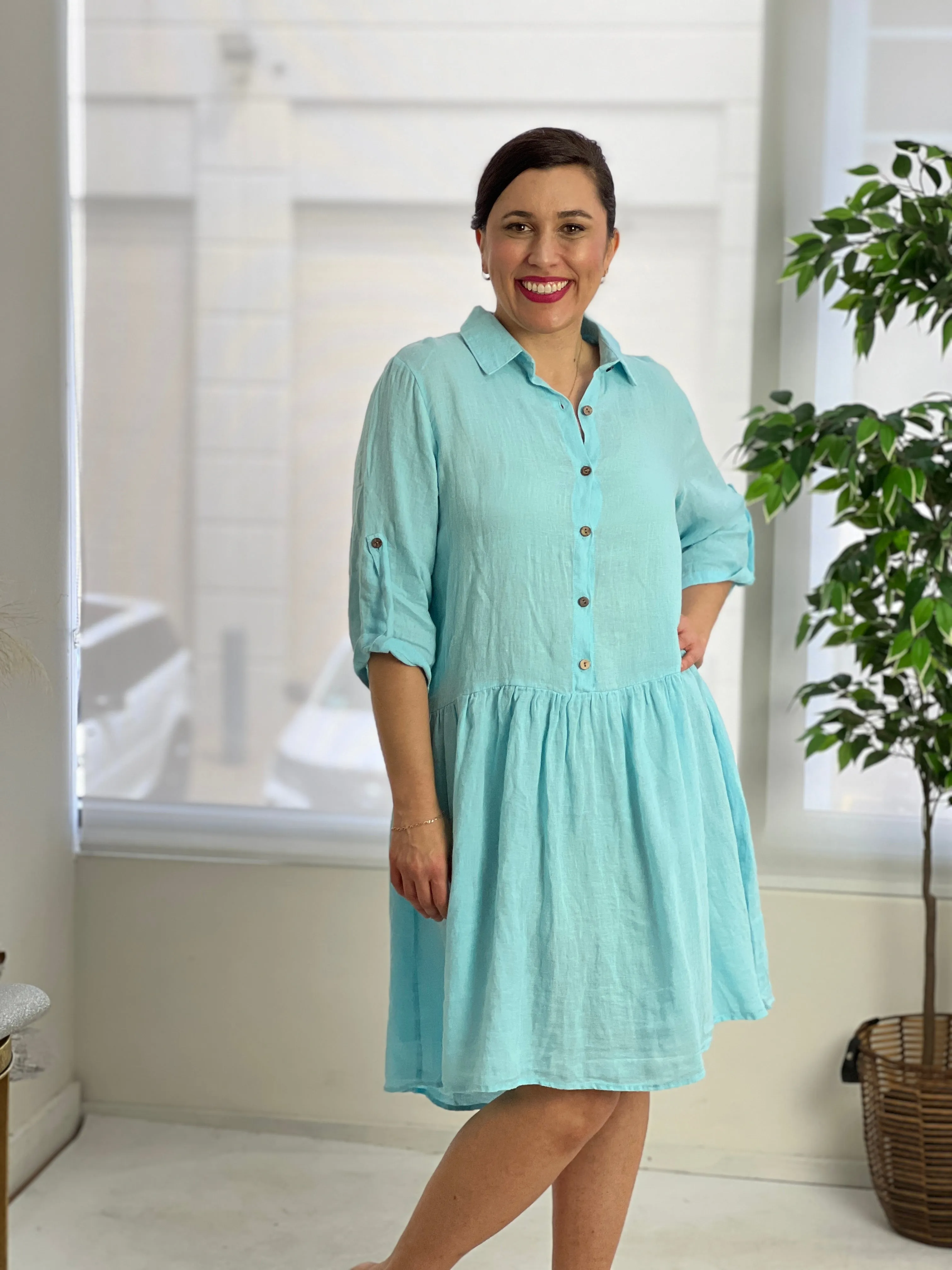 Norah Sky Linen Shirt Dress