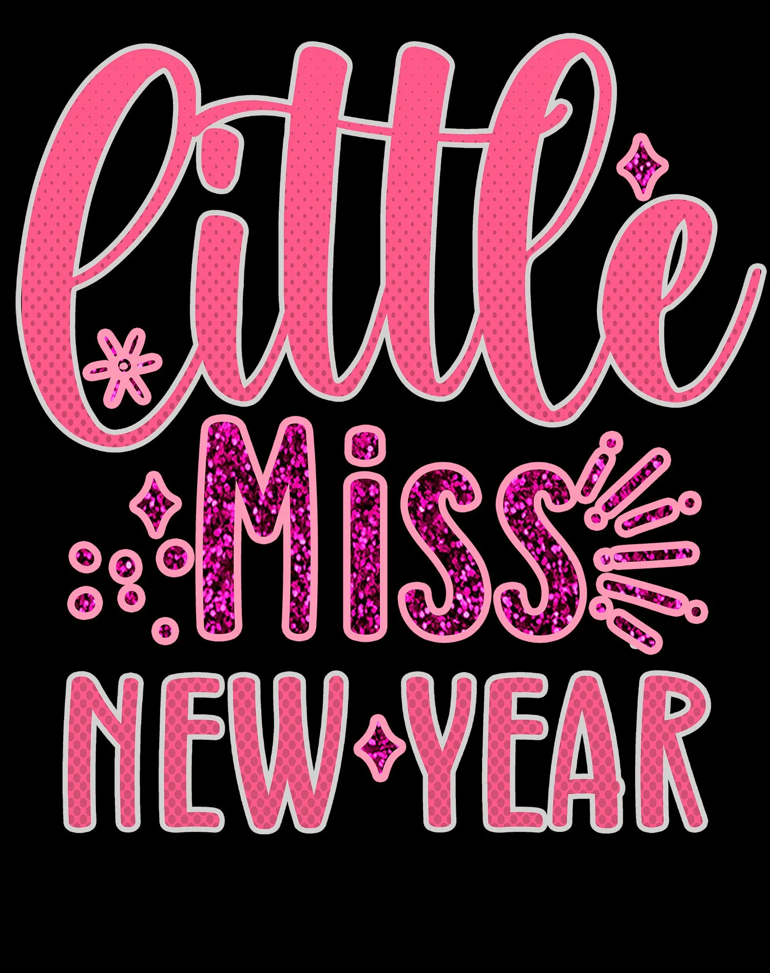 NYE Little Miss New Year Sparkle Bling Party Eve Celebration Kid's T-Shirt