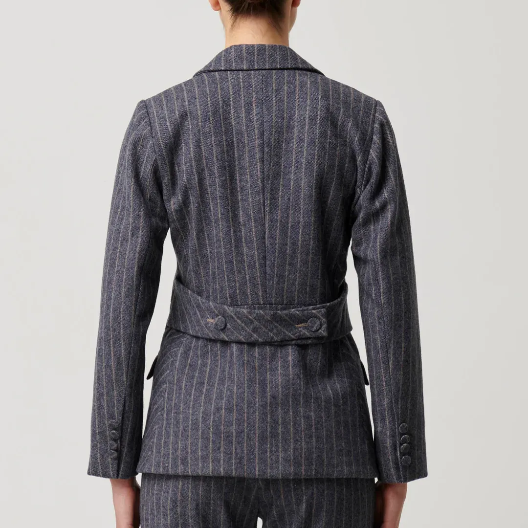 Oaklyn Chevron Stripe Blazer / Bluestone