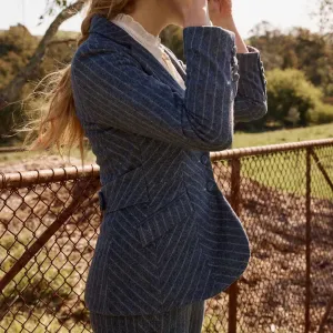 Oaklyn Chevron Stripe Blazer / Bluestone