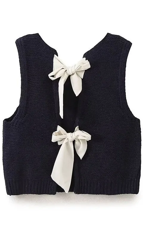 Open back bow sweater