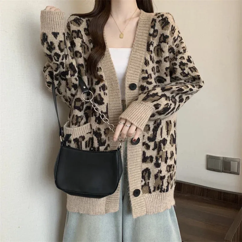 Oversized Animal Print Cardigan