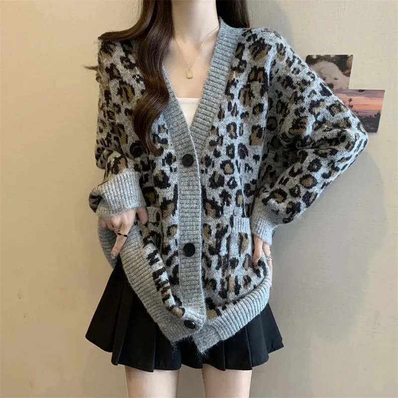 Oversized Animal Print Cardigan