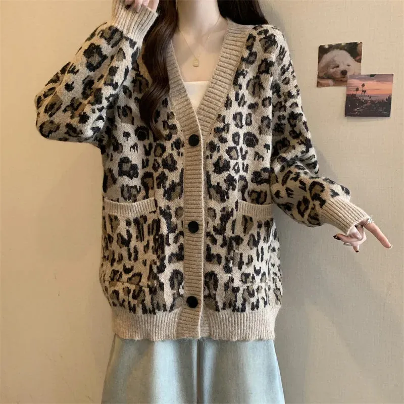 Oversized Animal Print Cardigan