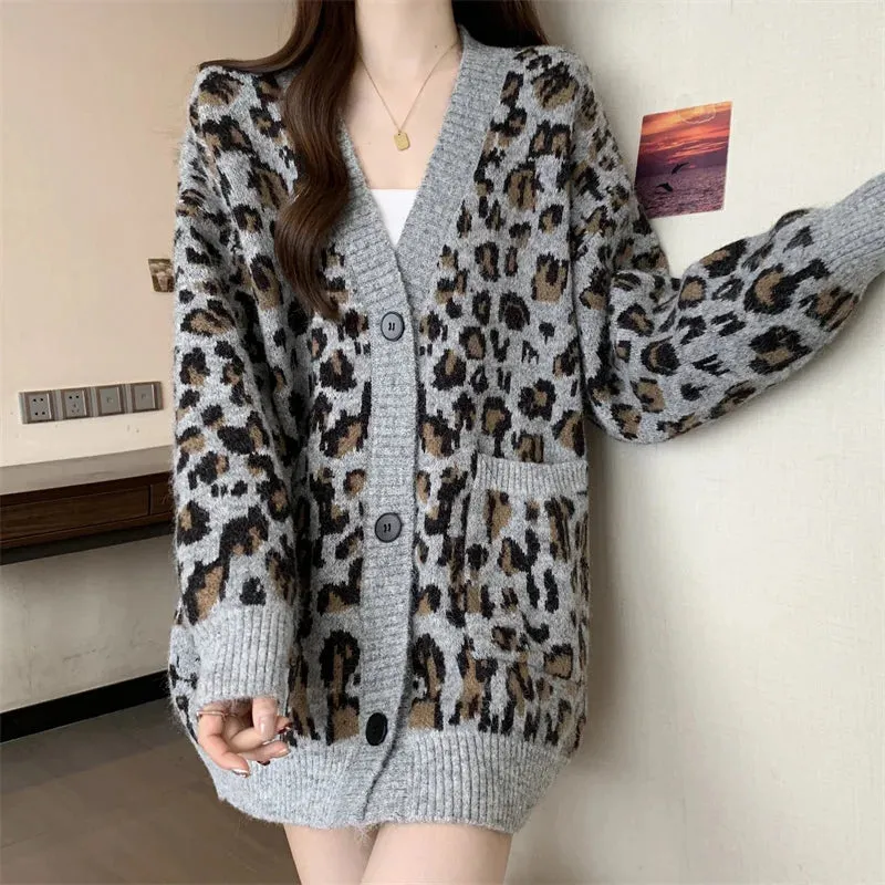 Oversized Animal Print Cardigan