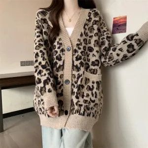 Oversized Animal Print Cardigan