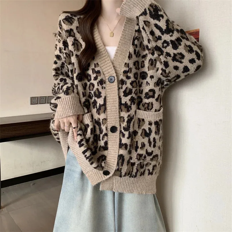 Oversized Animal Print Cardigan