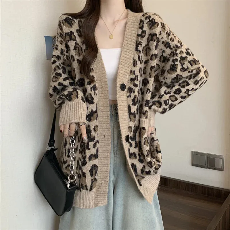 Oversized Animal Print Cardigan